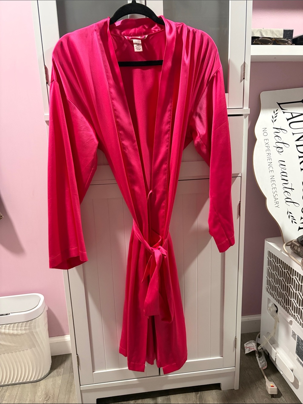 Victoria's Secret Vibrant Pink Satin-Trim Robe